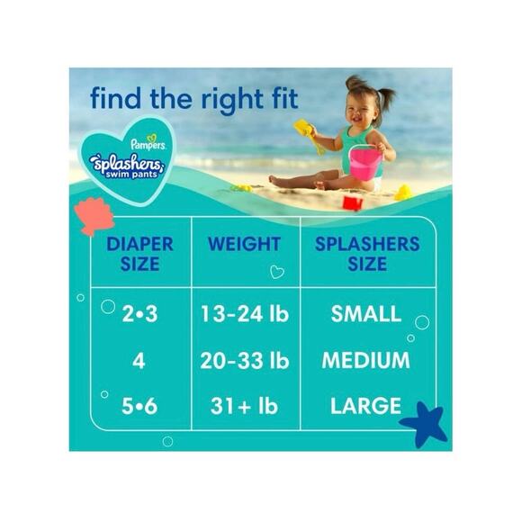 Pampers Splashers Disposable Swim Diapers Size 4 (20-33lbs), 18 count New Pack - Picture 7 of 7
